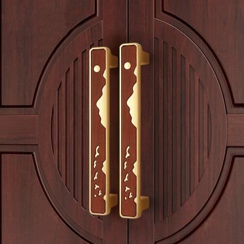 Chinese style handle golden antique wood grain cabinet handle closet kitchen cabinet new Chinese style handle