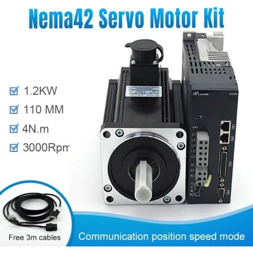 220v AC servo motor and drive for nema42 110mm frame 1.2KW 3000rpm 4n.m with cable kit
