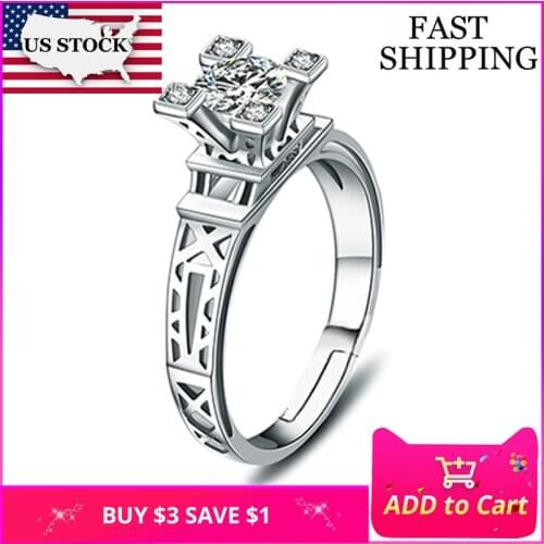 US STOCK 5% Off Adjustable Ring Eiffel Tower Engagement Party Rings Fashion Jewelry for Women Wedding Ring Gift Uloveido DN01