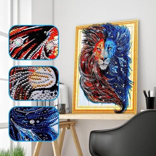 Special Shaped Diamond Painting Lion Picture Rhinestones 5D DIY Diamond Embroider 5D Animal Home Decor Gift 40x50cm
