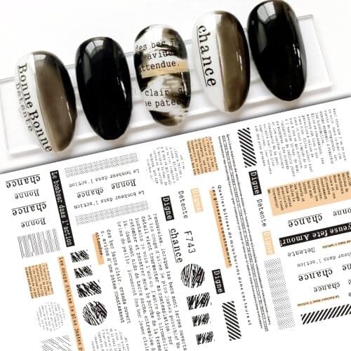 Old newspaper stickers nail leaf pattern Tattoo manicure water transfer printing sticker nail art F742-51& 1pcs
