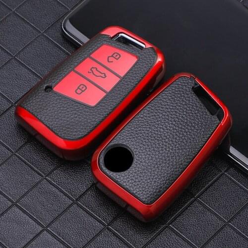 Tpu Leather Car Key Cover For Vw Volkswagen Magotan Passat B8 Skoda Superb Kodiaq A7 Smart Keychain Remote Fob Protector Case