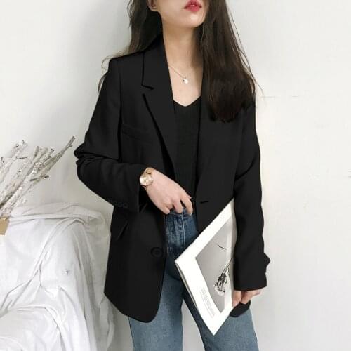Womens Casual Jackets Office Lady Black Single Breasted Blazers Female England Work Suit Coats Ladies Outerwear