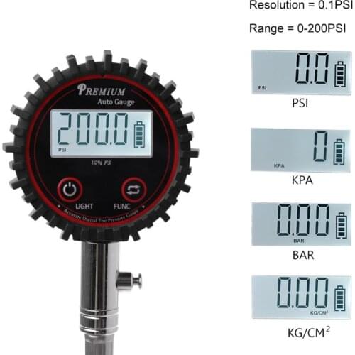 LCD Display Digital Tire Air Pressure Gauge 200 PSI High Accuracy Barometers Monitoring Tools Tester for Car Motorcycle Bicycle
