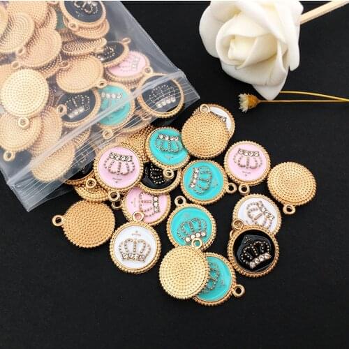 10/20Pcs Enamel Crown Charms Mix Color Alloy Pendants Accessories For DIY Bracelet Necklace Earrings Jewelry Making Findings