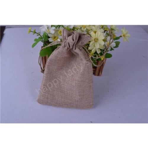 10pcs Faux Linen Burlap Bags / Sacks with Drawstring - Gift packing Bags 12.3CM*18CM (4.8inch'*7inch)
