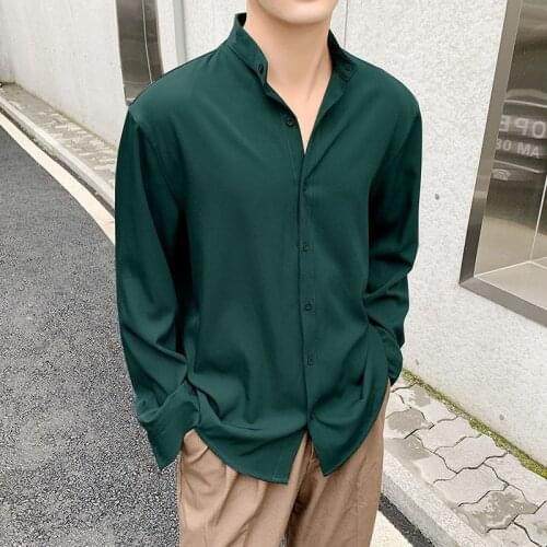 2021 Mens Loose Long Sleeve Shirts Solid Color Fashion Trend Casual Shirts High-quality Clothes Camisa Masculina Size M-2XL