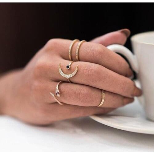 2020 Sapphires Jewelry New Moon Bead Rings For Women Purple Zirconia Ring Sailor Girl Romantic Open Ring Mujer Banquet Gift