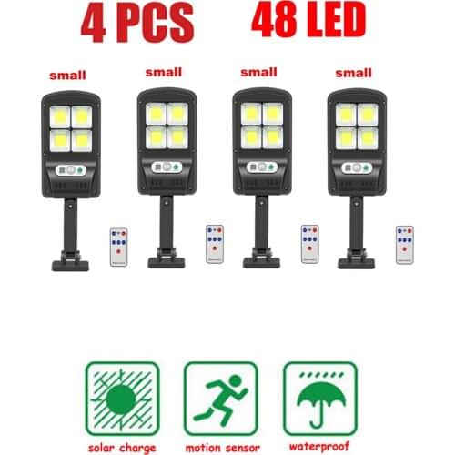 4pcs Solar Light Waterproof Lighting for Outdoor Garden Lighting remote 48-128 leds Four Modes Rotable Pole Solar L floodlight