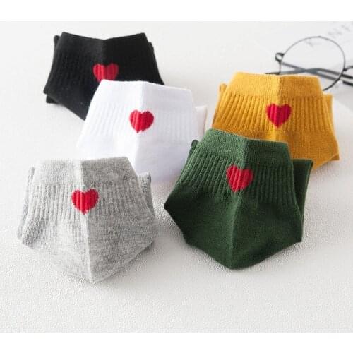 5 Pairs New Arrivl Red Heart Socks Women Cotton Cute Socks Short Sock Casual Gril Socks 35-40