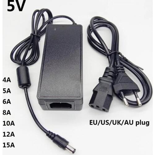 5V 10A 100-240V AC To DC Power Adapter 5V10A Supply Switching Converter 5 V 5Volt EU US UK AU Plug Cable 5.5*2.5mm 5.5*2.1mm