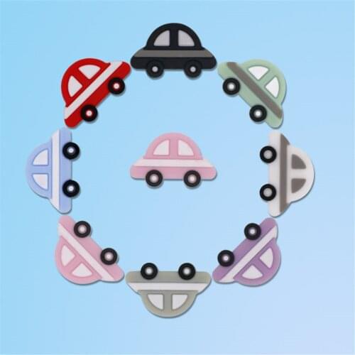 Kovict 50/100pcs Cartoon Car Baby Rodent BPA Food Free Silicone Teething Nursing Pacifier Clip Silicone Beads