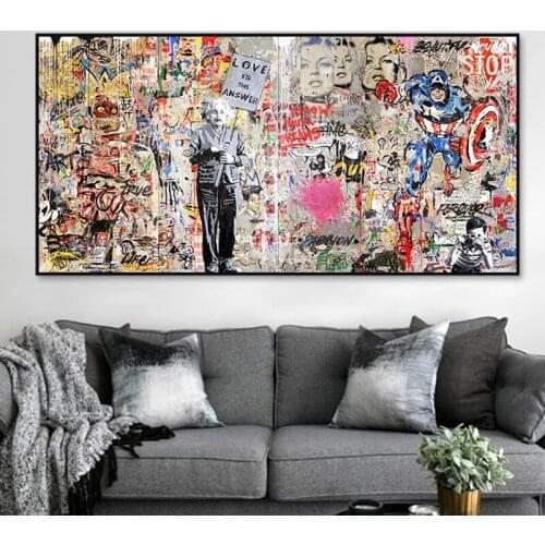 Abstract Graffiti Art Marvel Superhero Comic Canvas Painting Disney Posters and Prints Wall Pictures for Living Room Home Decor