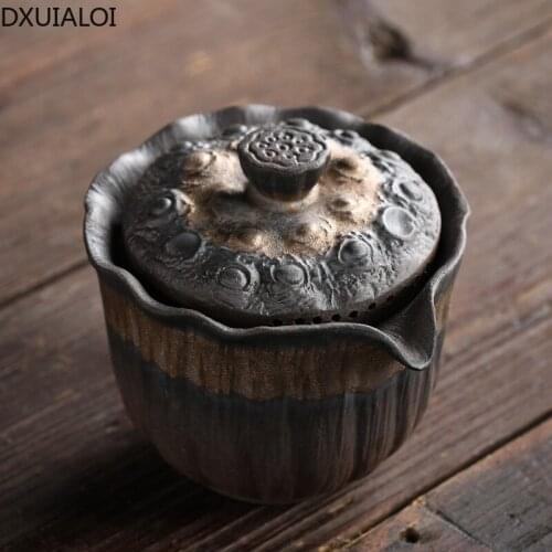 Household Ceramic Teapot Purple Sand Old Rock Mud Gilt Iron Glaze Kung Fu Tea Set Zen Single Pot Hand Grab Pot Home Decoration