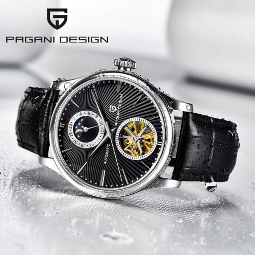 PAGANI Design Watch Top Luxury Brand Automatic Mechanical Mens Watches Business Leather Strap Waterproof Wristwatch Moon Phase
