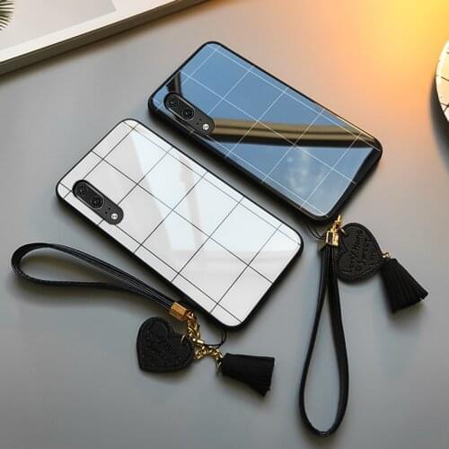 For Samsung S21 Plus S20 FE ultra 5G Case Lattice Line Glossy Hard Glass Cover For Samsung S21 Note 9 10 20 ultra s9 S10 lite