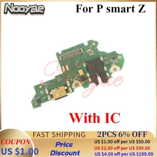 For Huawei P Smart Z Charger Port USB Plug Charging Connect Microphone Headphone Jack Board MIC Flex Cable +tracking