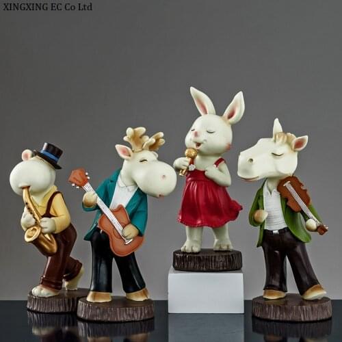 European Resin Animal Band Ornaments Creative Rabbit Deer Ornaments Bear Horse Ornaments Childrens Bedroom Furnishings Gifts