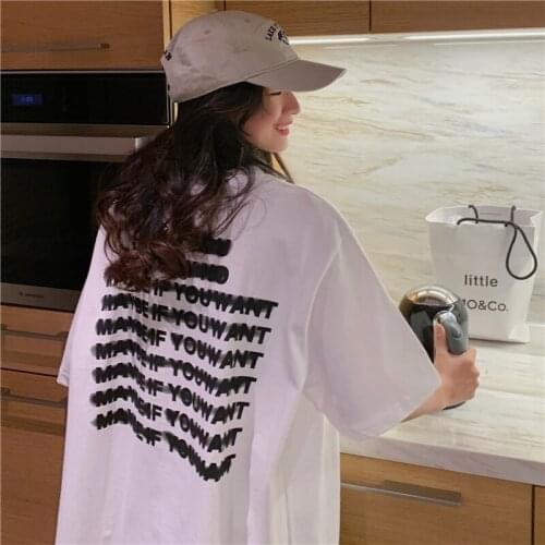 Womens T-shirts Tops Japanese Kawaii Ladies Ulzzang Casual Loose Letter Print Tshirt Female Korean Harajuku Clothes For Women