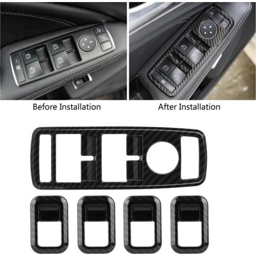 Hot 1 set Window Switch Button Trim Cover Car stickers Carbon Fiber for Mercedes Benz A B C E CLA GLA GLK ML GLE Class W204