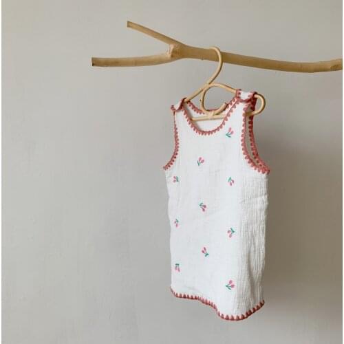 Cotton Baby Sleeping Bag Saco De Dormir Muslin Slumber Cloth with Strawberry Embroidery Baby Sleep Sack Sleepsacks for Summer