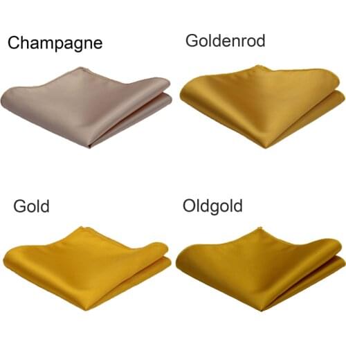 Ricnais 22cm*22cm Classic Silk Handkerchiefs Solid Men Hanky For Business Wedding Accessories Colorful Polyester Hanky