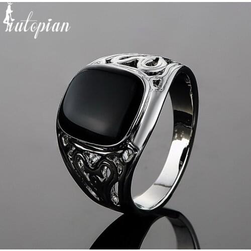 Iutopian Brand New Arrival Men Classic Ring Anels For Man Or Women Black Glaze Anti Allergy Big Size US Size 7 to 12 Gift #E0299