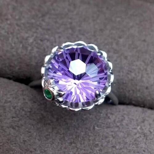 Natural And Real amthyst gemstone 925 silver ring Wedding Engagement Ring Finger Jewelry