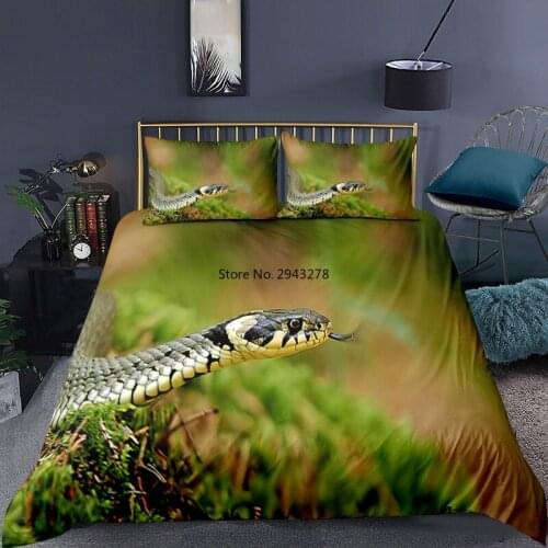 Snake Natural Animals Bedding Set Printed Duvet Cover Pillowcase Adult Children Lizard Insect Bed Lines 2/3pcs Home Textiles 135