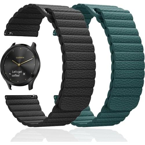 Leather Strap for Garmin Vivoactive 4 3 Watch Magnetic Buckle Band for Vivomove HR Garmin Move/Active Watch Watchband 20mm 22mm