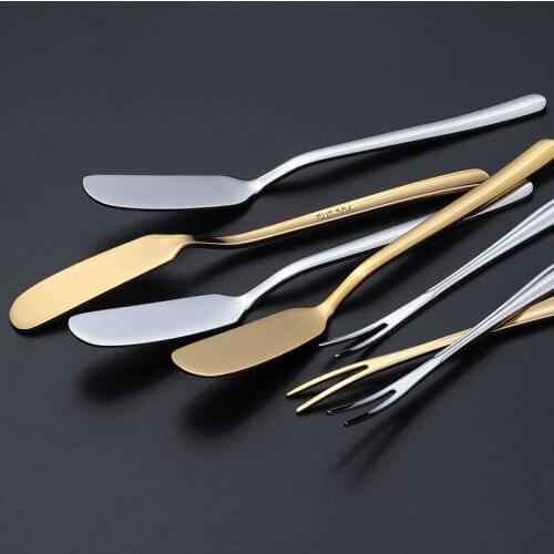 Western style butter jam spatula 304 stainless steel cream dessert small fork simple fruit fork Western tableware
