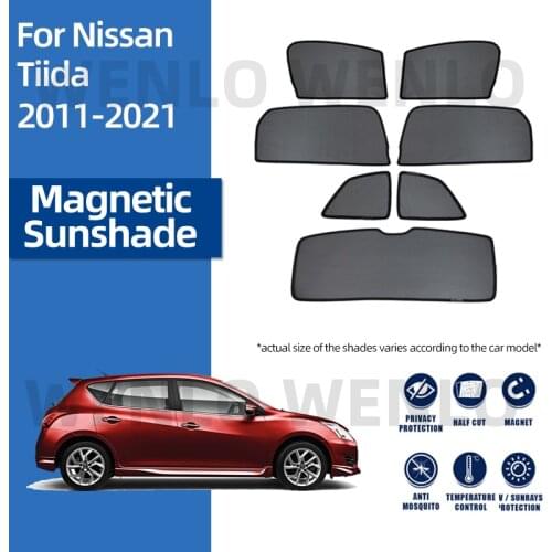 For Nissan TIIDA 2011-2021 Magnetic Mesh Foldable Visor Protective Sunshade Car Net Special Curtain Nylon Sun Protector Screens