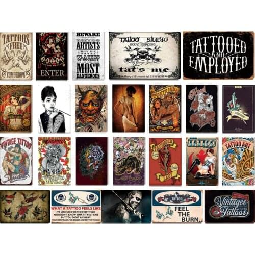 Tattoo Metal Poster Metal Sign Tatoo Shop Decor Decorative Iron Plate Wall Decor Shabby Chic Tin Sign
