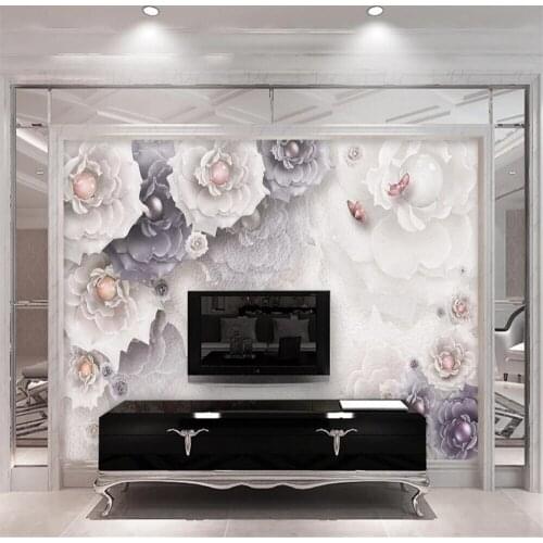 Milofi Custom 3D Wallpaper Mural Exquisite Peony Jewelry Flowers Living Room Background Wall Decoration Painting Wallpaper Mural