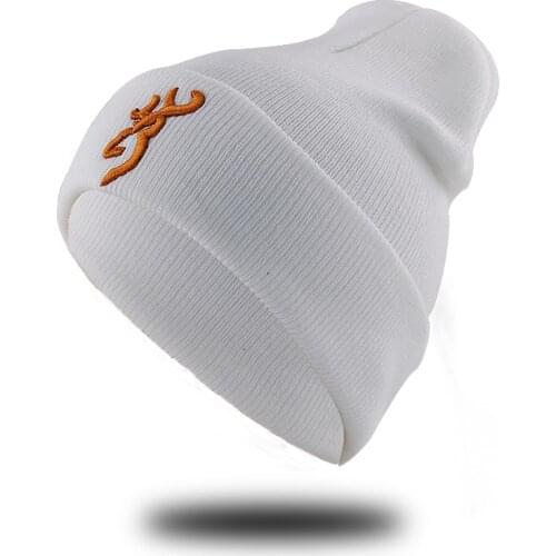 3D embroidery BROWNING bone fashion beanie hat cotton soft warm knitted hats hip hop beanies men women winter ski cap