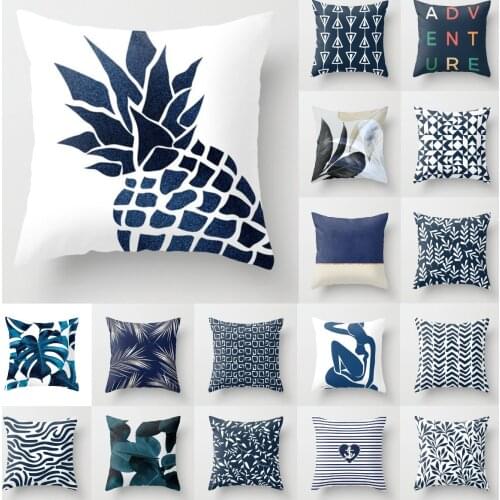 NEW Deep Blue Nordic Geometry Pillowcase Polyester Modern Fashion Sofa Cushion Covers Livingoom Decorative Throw Pillows Cover