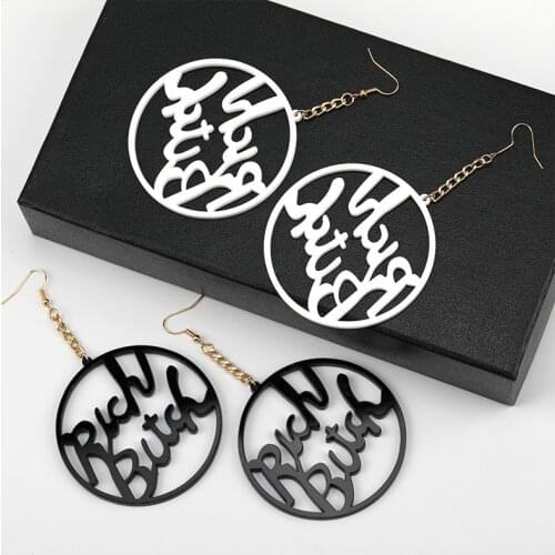 New Punk Big Circle Round Letter Drop Earring Exaggerated Fashion Pendant Long Earrings for Women Jewelry Accessories Mujer