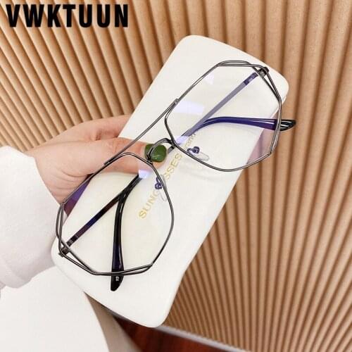 VWKTUUN Anti Blue Light Glasses Oversized Twin Beams Glasses Frames Women Men Optical Metal Frame Prescription Glasses