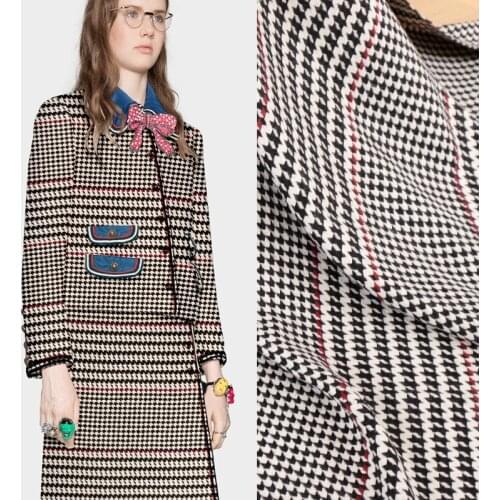 Custom Houndstooth woolen wool fabric super-beautiful autumn and winter jacket coat fabric wool cloth thick fabrics