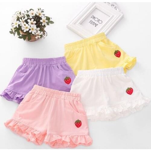 2-7 Years Kids Girls Short Pant Summer Cute Strawberry Print Shorts Girls Cotton Shorts For Children Girls Clothes Bottom Pant