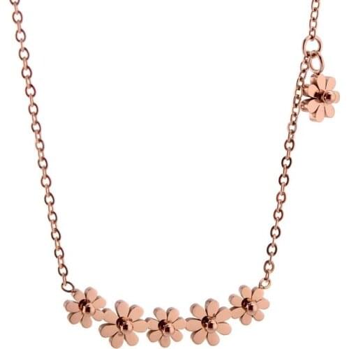 New Flower Necklace Choker stainless steel rose gold Daisy necklaces woman Pendant Jewelry Titanium Cute Trendy Hight Quality