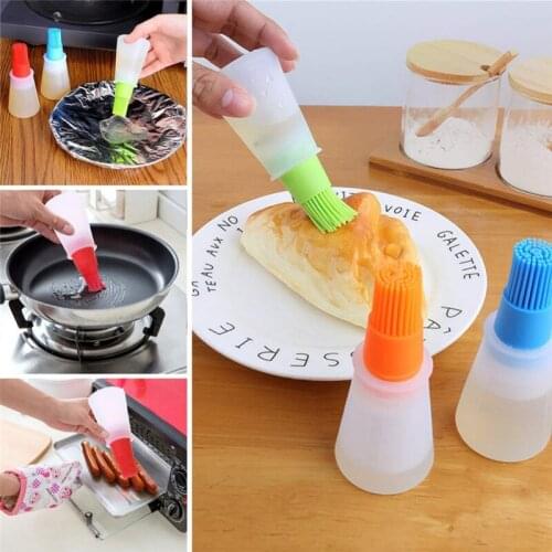 Portable Silicone Oil Bottle With Brush Baking BBQ Basting Brush Pastry Oil Brush Kitchen Baking Honey Oil barbecue Tool Gadgets