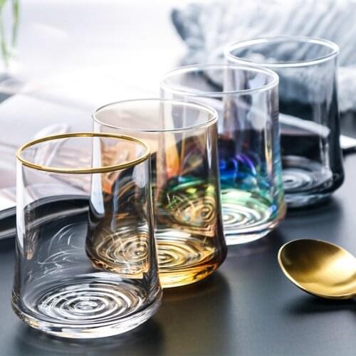 Simple home life glass water cup tea cup, creative colorful glass juice cold drink whiskey glass beer wine set