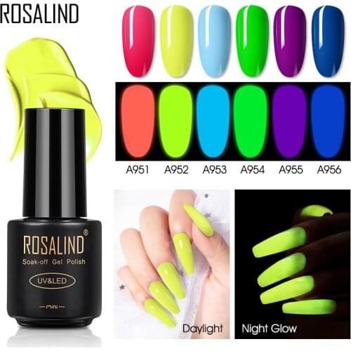 ROSALIND New Mini Soak Off eon Luminous Gel Nail Polish Bright in Night For Nail Art Design LED/UV Lamp for Nail DIY Wholesale