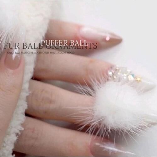 10/24Pcs Detachable Nail Fur Ball Fluffy Plush Magnetic Puffy Nail Pom DIY Decoration for Manicure