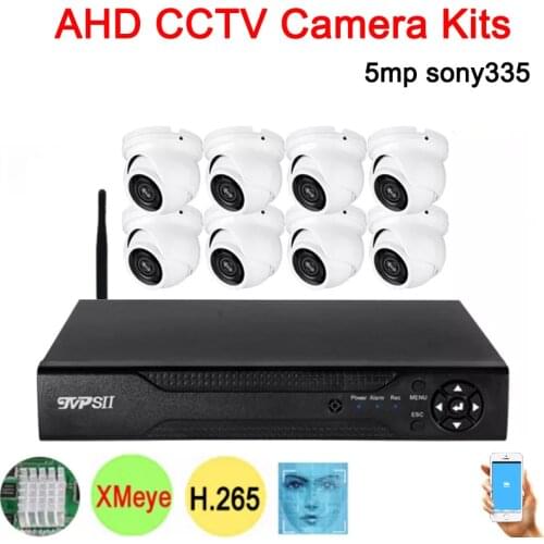 Face Detection 5MP 4CH 8CH 8 Channel Xmeye H.265+ Waterproof IP66 Mini White Black Security Dome AHD CCTV Camera Kits System
