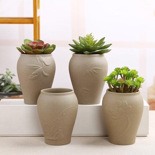 Fairy Garden Decoration Potted Rough Pottery Hand-painted Ceramic Flower Pot Succulent Planter Living Room Balcony Decoration