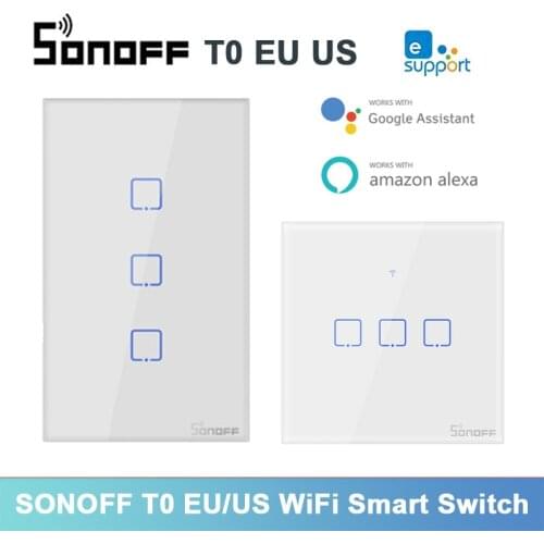 SONOFF T0US TX Wifi Smart Wall Light Switch Timer 1/2/3 Gang Support Voice/APP/Touch Control Works With Alexa Google Home IFTTT