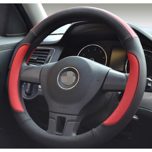 Superfine leather Universal Car Steering-wheel Cover 37CM-38CM Car-styling Sport Auto Steering Wheel Covers Anti-Slip