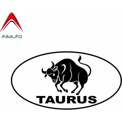 Aliauto Personality Creative Car Sticker Taurus Oval Zodiac Horoscope Vinyl Decal Waterproof Sunscreen Black/Silver,14cm*7cm